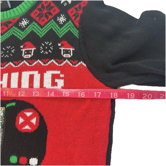 Ugly Christmas Knit Sweater Changing Sequins Gamer Santa‎ Level Up  Kids Large - Picture 5 of 7
